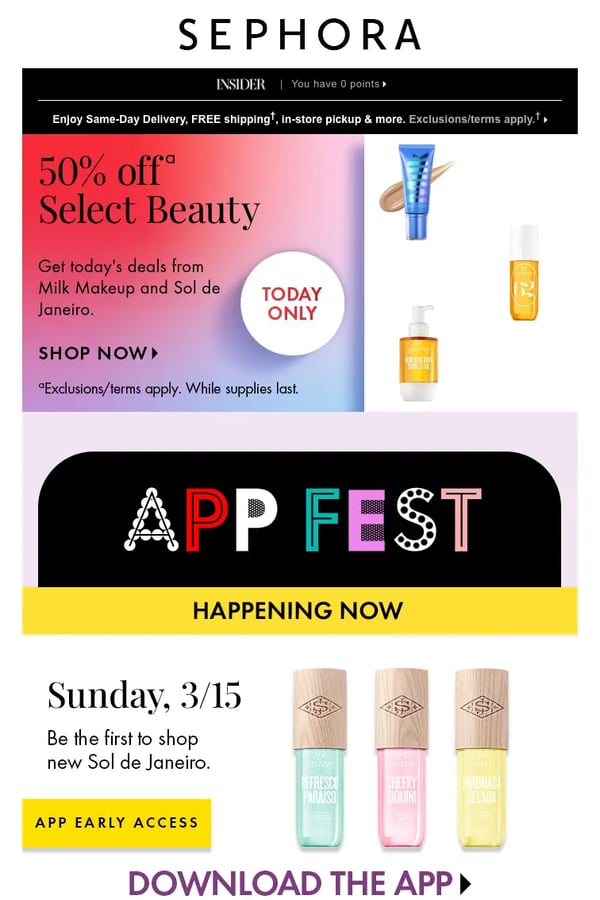 Email from Sephora