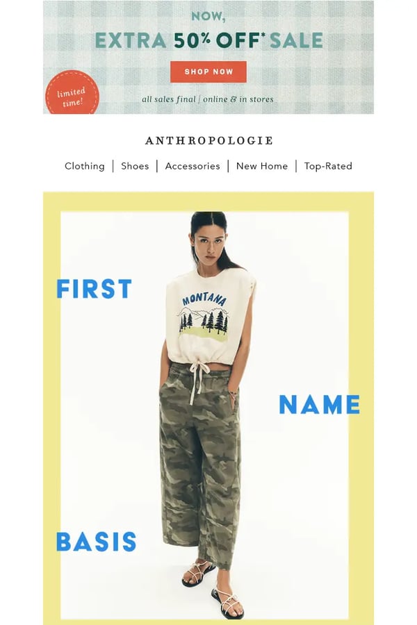 Email from Anthropologie
